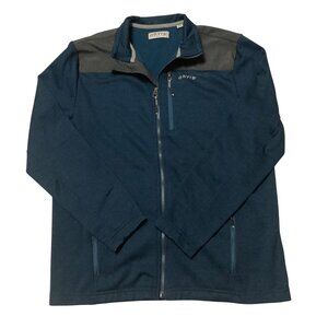 Orvis Men's Medium Full-Zip Blue Jacket With Pockets Contrasting Shoulder Panel